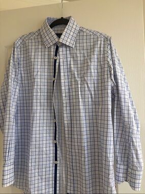 English Laundry Light Blue Windowpane Dress Shirt